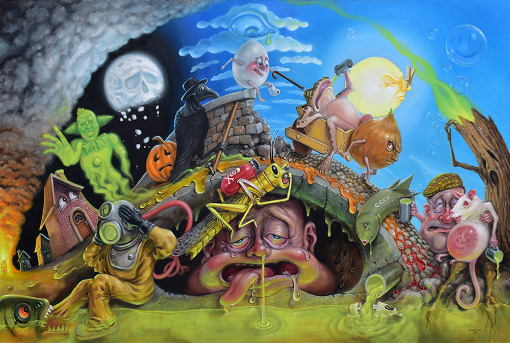 pandemic art, Covid-19 art, Stephen Gibb, Canadian pop surrealism