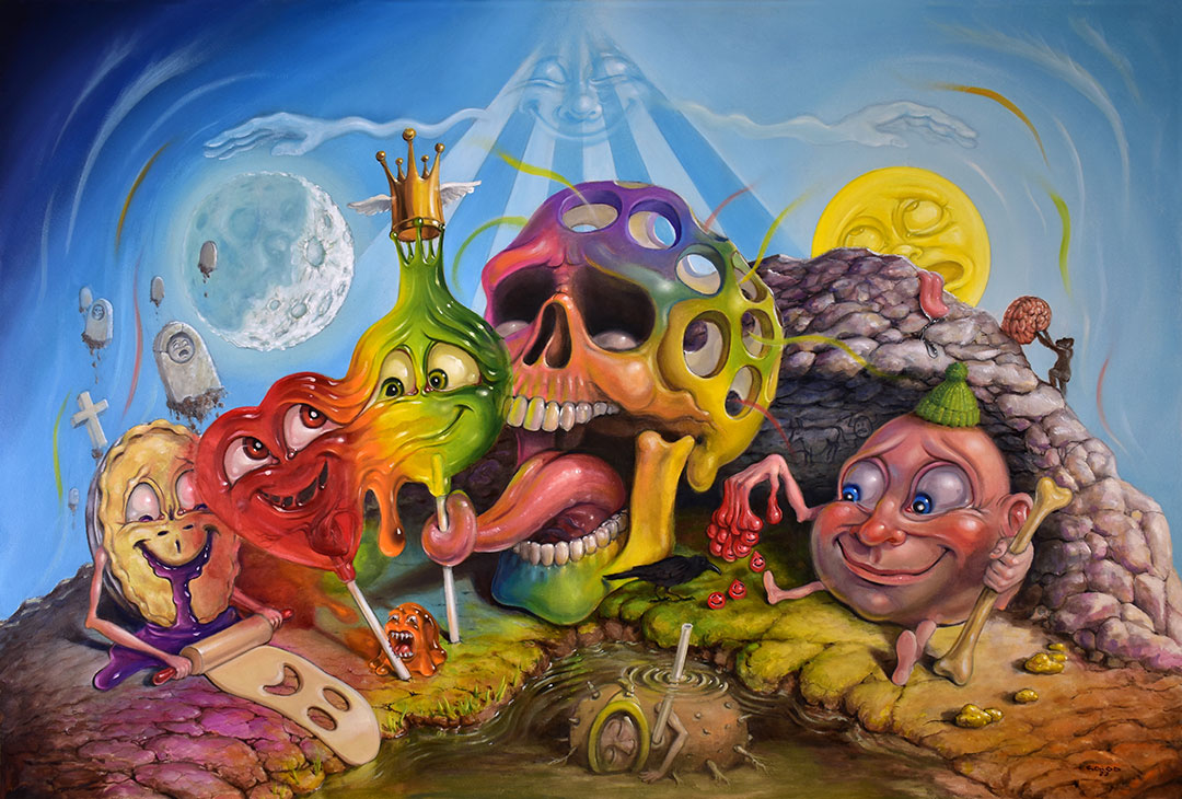 Pop Surrealism Painting of hierarchy of needs
