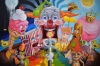 pop surrealism painting of bizarre carnival
