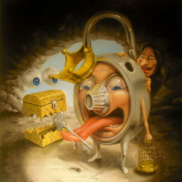 Stephen Gibb - pad lock, key, crown, hag