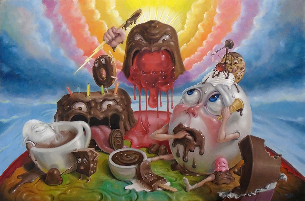 surrealism depicting chocolate god